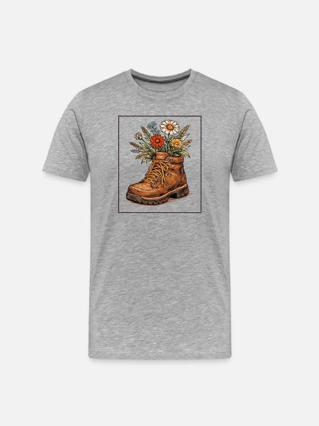 Boot Blooms Wildflower Bouquet - Men's Premium Organic T-Shirt - heather grey