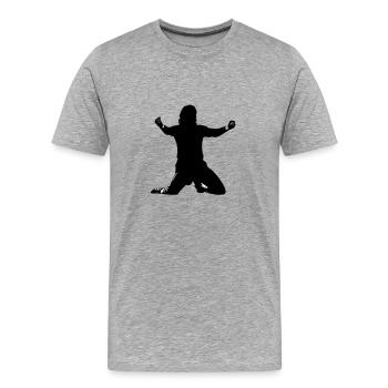 Schatten-Silhouette Toni Jubel - Männer Premium Bio T-Shirt - Grau meliert - Vorne - Damien (186cm)