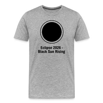 Eclipse 2026 Black Sun Rising - Männer Premium Bio T-Shirt - Grau meliert - Vorne - Damien (186cm)