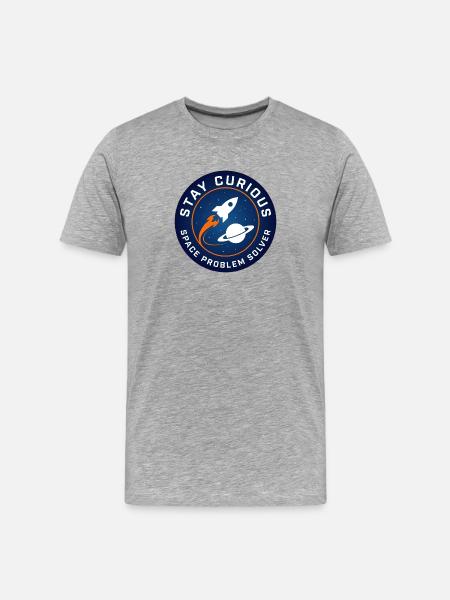 Restez curieux : Aventure spatiale - T-shirt bio Premium Homme - gris chiné