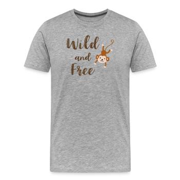 Wild and Free Cute Monkey Jungle Vibes - Men's Premium Organic T-Shirt - heather grey - Front - Damien (186cm)