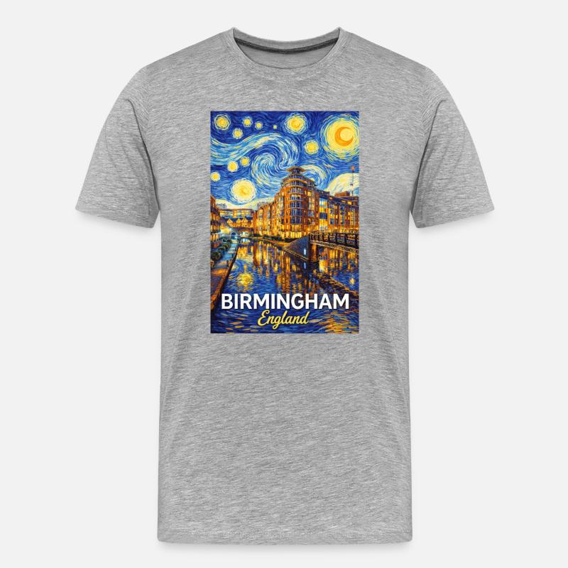 Birmingham England Sternennacht - Männer Premium Bio T-Shirt - Grau meliert