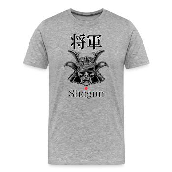 Shogun Kanji Kontrast - Männer Premium Bio T-Shirt - Grau meliert - Vorne - Damien (186cm)