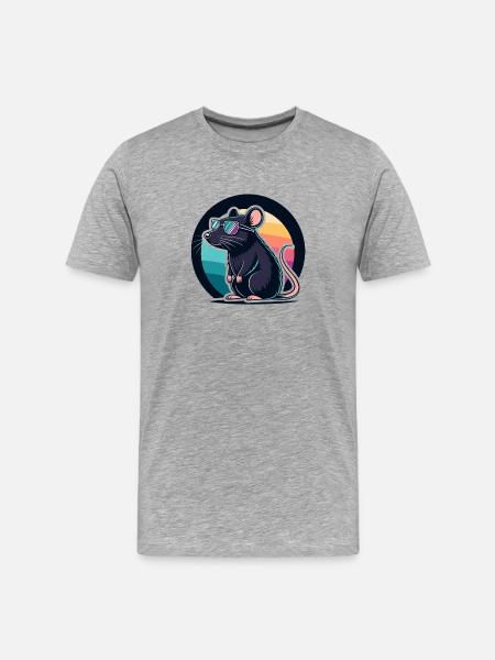 Retro Rainbow Bedtime Chic Mouse - Men's Premium Organic T-Shirt - heather grey