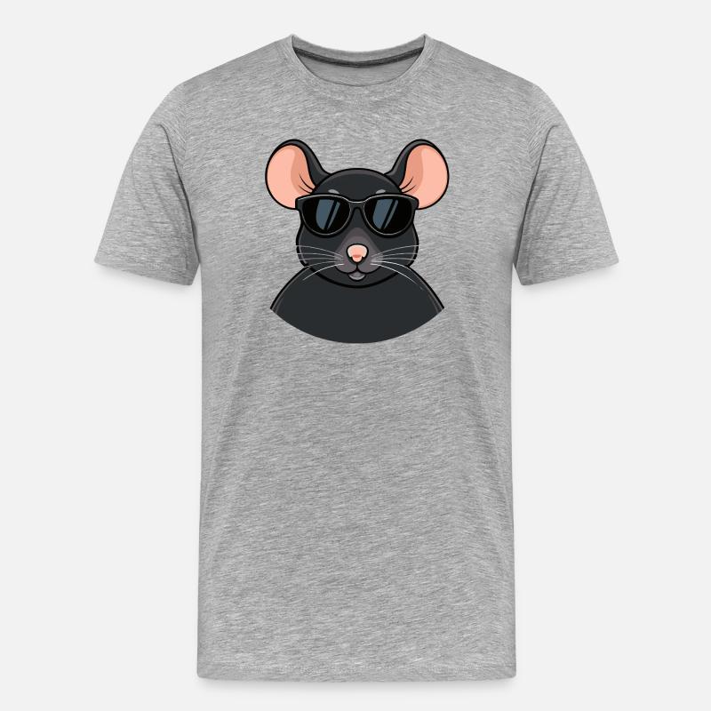 Mouse chic schwarze Brille - Männer Premium Bio T-Shirt - Grau meliert