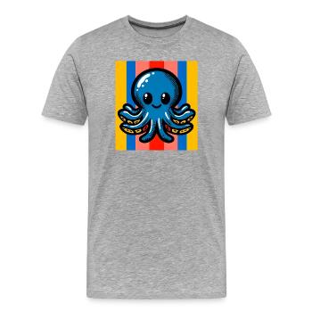 Krake - Männer Premium Bio T-Shirt - Grau meliert - Vorne - Damien (186cm)