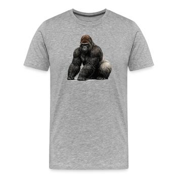 Gorilla Wildlife Tier - Männer Premium Bio T-Shirt - Grau meliert - Vorne - Damien (186cm)