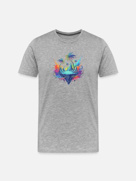 Tropical Polar Island Dream - Men's Premium Organic T-Shirt - heather grey