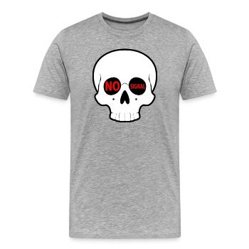 No_Signal_Skull_Minimal_Streetwear - Men's Premium Organic T-Shirt - heather grey - Front - Damien (186cm)