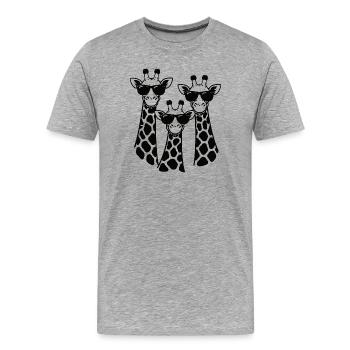 Trio girafe avec lunettes de soleil - T-shirt bio Premium Homme - gris chiné - Devant - Damien (186cm)