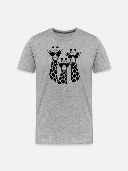 Giraffe Trio with Sunglasses - Men's Premium Organic T-Shirt - heather grey