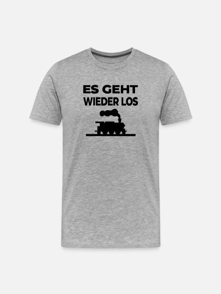 Dampflok - Männer Premium Bio T-Shirt - Grau meliert