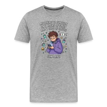 Gen Z Life Lack of Sleep Coffee - Men's Premium Organic T-Shirt - heather grey - Front - Damien (186cm)