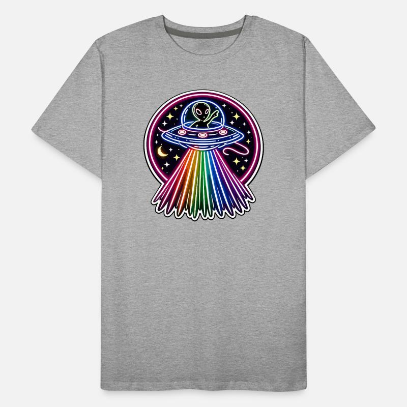 UFO Neon Alien Rainbow Alien Space Men's Premium Organic T-Shirt