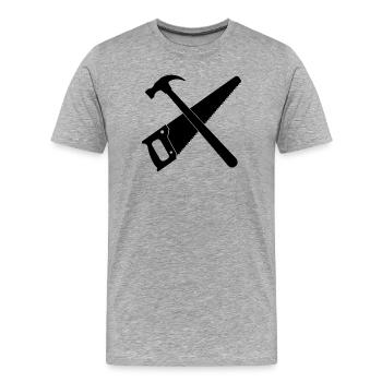 Marteau et scie - T-shirt bio Premium Homme - gris chiné - Devant - Damien (186cm)