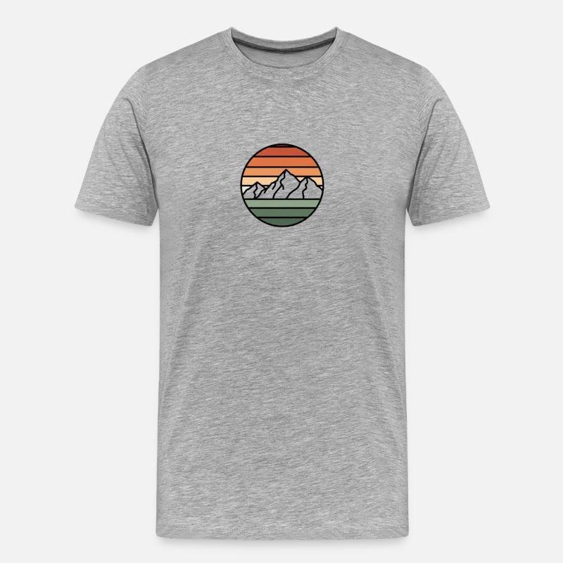 Sonnenuntergangsberge Retro Kreis - Männer Premium Bio T-Shirt - Grau meliert