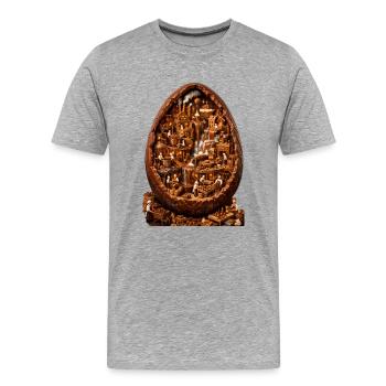 Schokoladeneierfabrik Miniatur - Männer Premium Bio T-Shirt - Grau meliert - Vorne - Damien (186cm)