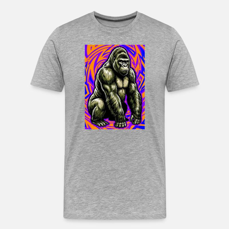 Gorilla - Männer Premium Bio T-Shirt - Grau meliert
