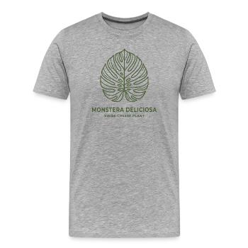 Monstera Deliciosa - Plante minimaliste de fromage suisse - T-shirt bio Premium Homme - gris chiné - Devant - Damien (186cm)