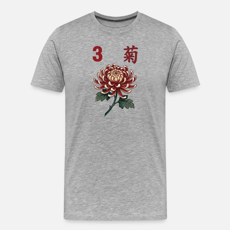 3 Mahjong-Blumenfliese - Männer Premium Bio T-Shirt - Grau meliert