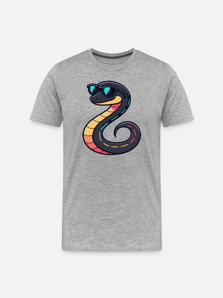 Neon Snake with Glasses - Men's Premium Organic T-Shirt - heather grey