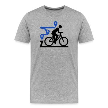 Carte des itinéraires de l’Epic Bike Tour - T-shirt bio Premium Homme - gris chiné - Devant - Damien (186cm)