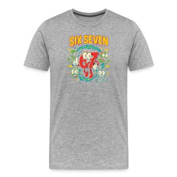 Six Seven 67 Italian Brainrot Nerd Humour Drôle - T-shirt bio Premium Homme - gris chiné - Devant - Damien (186cm)