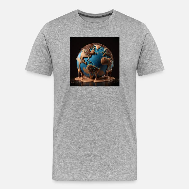 Schmelzende Erde aus Schokolade - Männer Premium Bio T-Shirt - Grau meliert