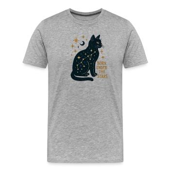 Sternenkatze Konstellation - Männer Premium Bio T-Shirt - Grau meliert - Vorne - Damien (186cm)