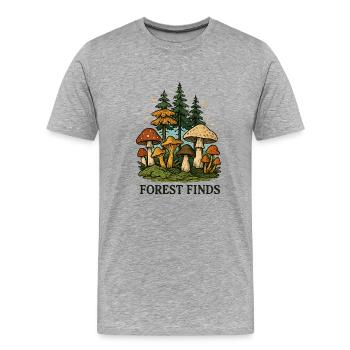 Découverte de champignons dans la forêt - T-shirt bio Premium Homme - gris chiné - Devant - Damien (186cm)