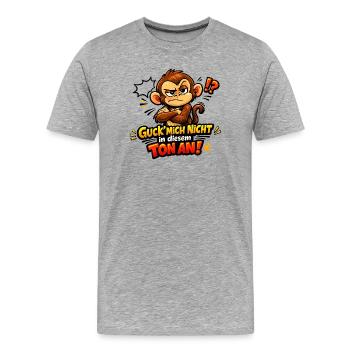 Guck mich nicht in diesem Ton an lustiger Affe - Männer Premium Bio T-Shirt - Grau meliert - Vorne - Damien (186cm)