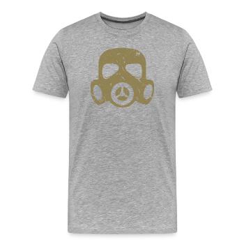 Grunge Gasmaske Nuklear Radioaktiv Feinstaub - Männer Premium Bio T-Shirt - Grau meliert - Vorne - Damien (186cm)