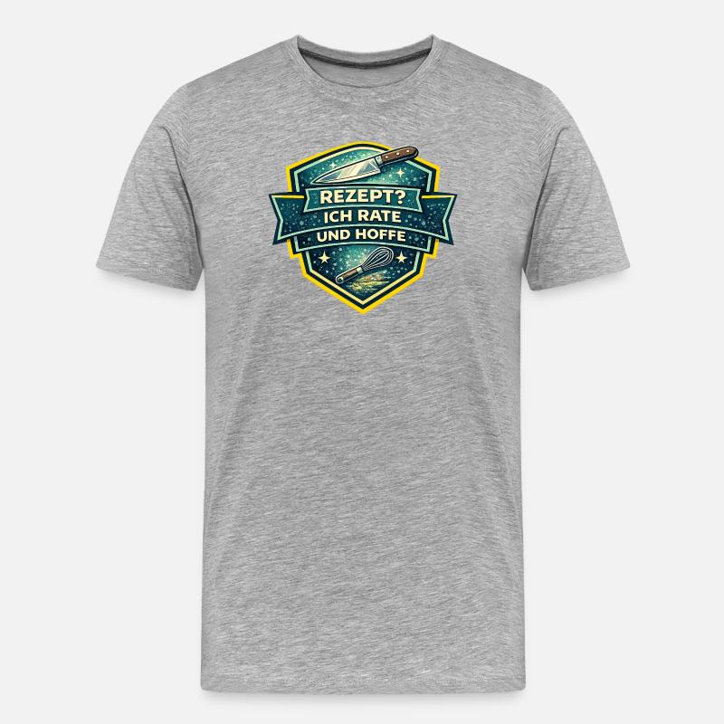 Rezept? Ich Rate Und Hoffe - Männer Premium Bio T-Shirt - Grau meliert