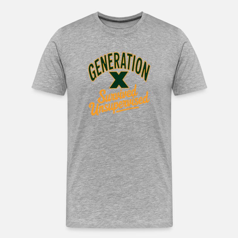 Generation X Survived Unsupervised - Männer Premium Bio T-Shirt - Grau meliert