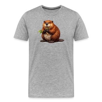 Biber Tier Wildnis - Männer Premium Bio T-Shirt - Grau meliert - Vorne - Damien (186cm)