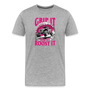 UTV Off Road Girl Woman 4 Wheeler Side by side - Männer Premium Bio T-Shirt - Grau meliert - Vorne - Damien (186cm)