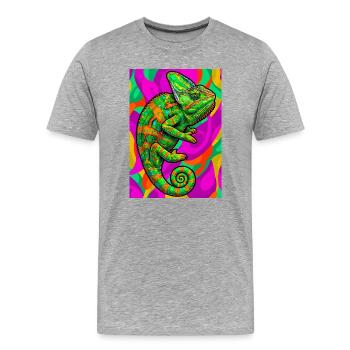 caméléon - T-shirt bio Premium Homme - gris chiné - Devant - Damien (186cm)