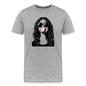 Cooles Mädchen bläst Kaugummi - Männer Premium Bio T-Shirt - Grau meliert - Vorne - Damien (186cm)