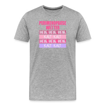 Wechseljahre Perimenopause Hitze - Männer Premium Bio T-Shirt - Grau meliert - Vorne - Damien (186cm)