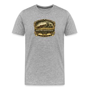 Ohne Heu Kein Fleisch Vintage Emblem - Männer Premium Bio T-Shirt - Grau meliert - Vorne - Damien (186cm)