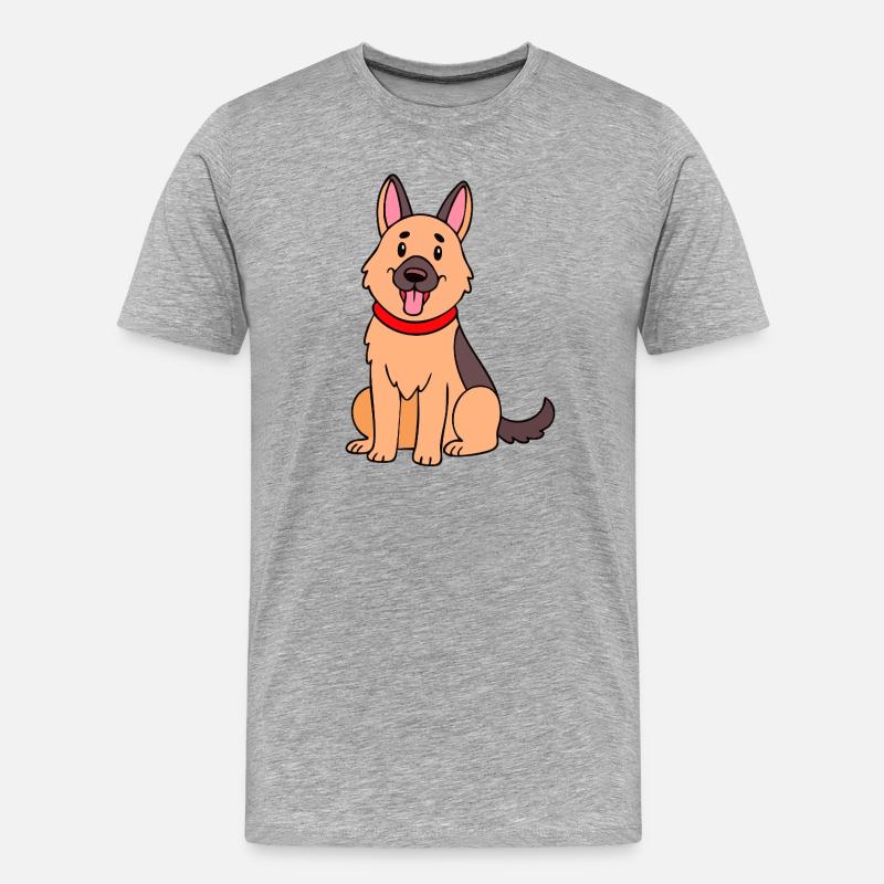 Niedlicher Schäferhund (Comic) - Männer Premium Bio T-Shirt - Grau meliert