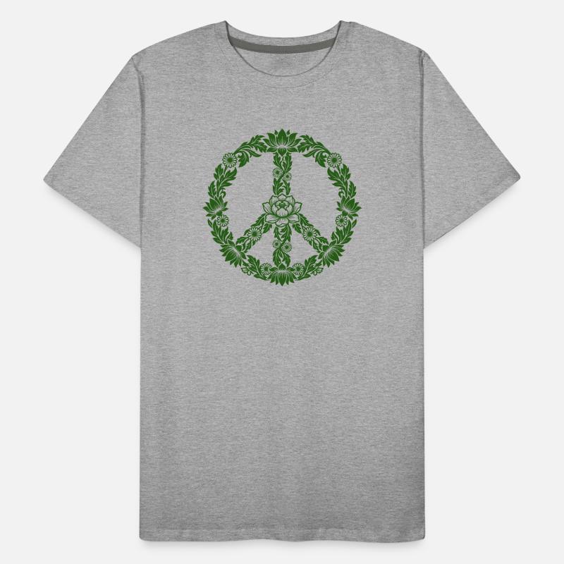 Peace Sign Floral Boho Style Men's Premium Organic T-Shirt