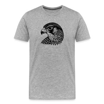 Tête de faucon - T-shirt bio Premium Homme - gris chiné - Devant - Damien (186cm)