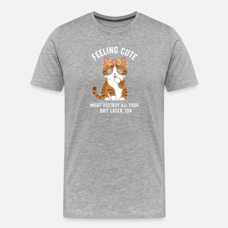 Kätzchen Spruch Chaos - Männer Premium Bio T-Shirt - Grau meliert