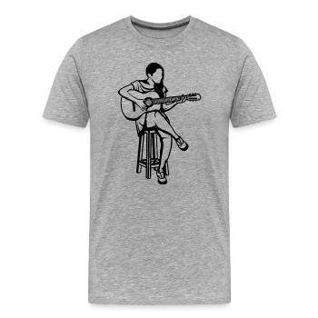 Gitarrenmädchen - Männer Premium Bio T-Shirt - Grau meliert - Vorne - Damien (186cm)
