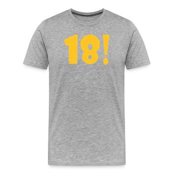 18 Jubel Gelb Geburtstagsdesign - Männer Premium Bio T-Shirt - Grau meliert - Vorne - Damien (186cm)