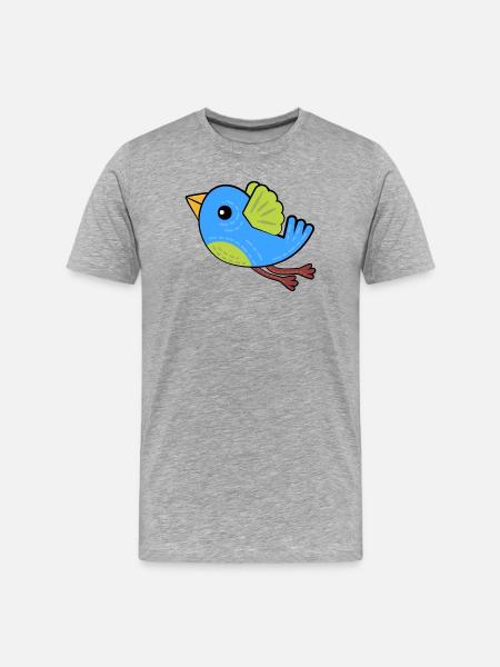 Kleiner Blauer Vogel - Männer Premium Bio T-Shirt - Grau meliert
