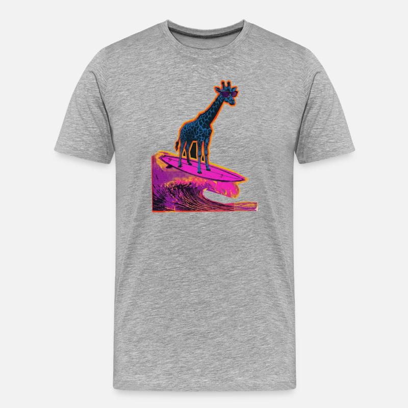 Surfer Giraffe - Männer Premium Bio T-Shirt - Grau meliert