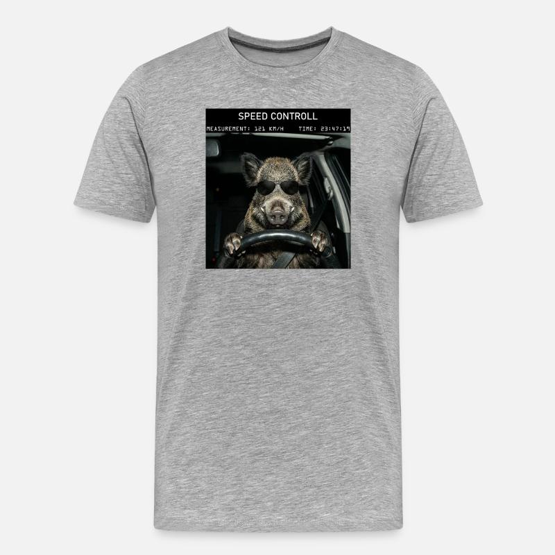 Wildschwein Geschwindikeit Kontrolle - Männer Premium Bio T-Shirt - Grau meliert