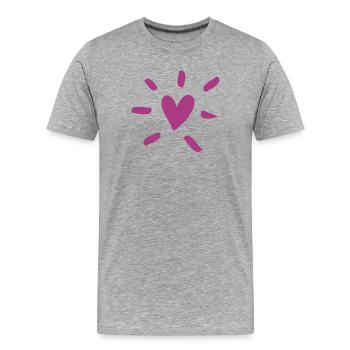 Heart Comic Bourgogne Amour Amour Rayons de mariage - T-shirt bio Premium Homme - gris chiné - Devant - Damien (186cm)